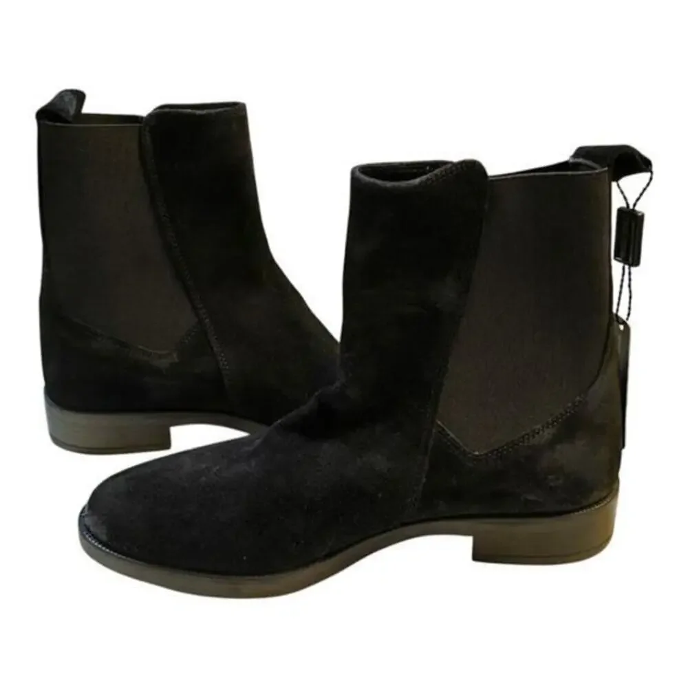 Emmanuel Crasto Black Suede Leather Ankle‎ Boots Classic Chelsea Style Pull On